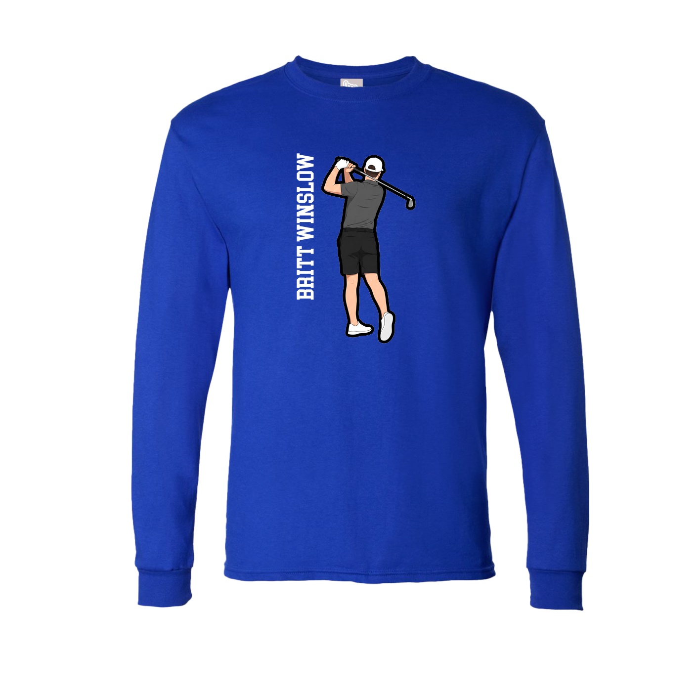 Long Sleeve Tee — Name Vertical in Royal