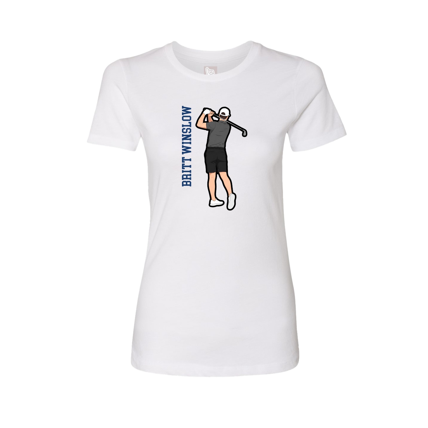 Womens Tee — Name Vertical in White