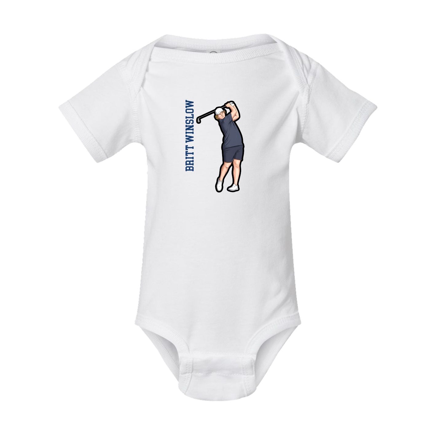Baby Onesie — Name Vertical in White