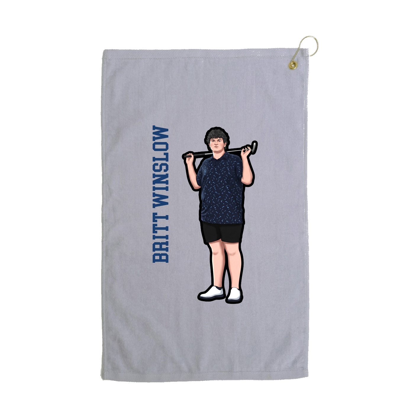 Golf Towel — Name Vertical in Grey