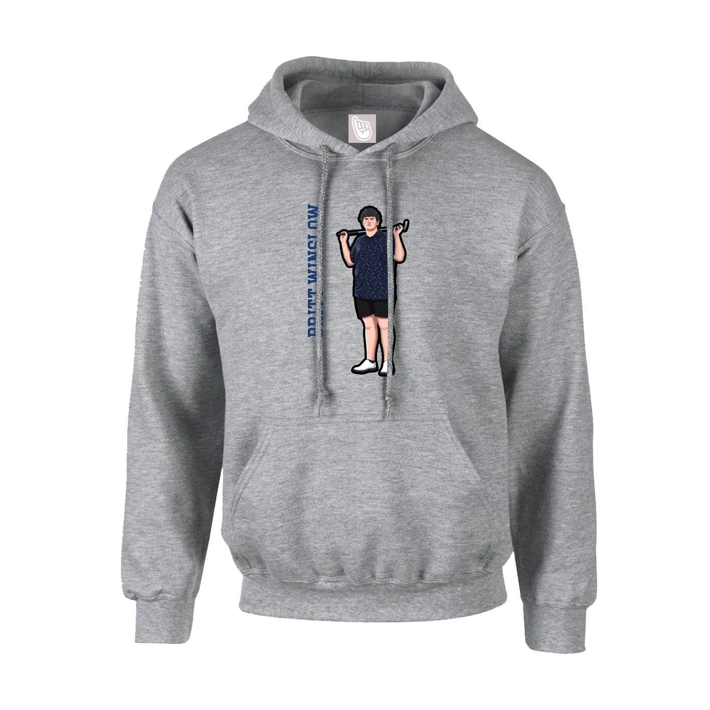 Hoodie — Name Vertical in Grey
