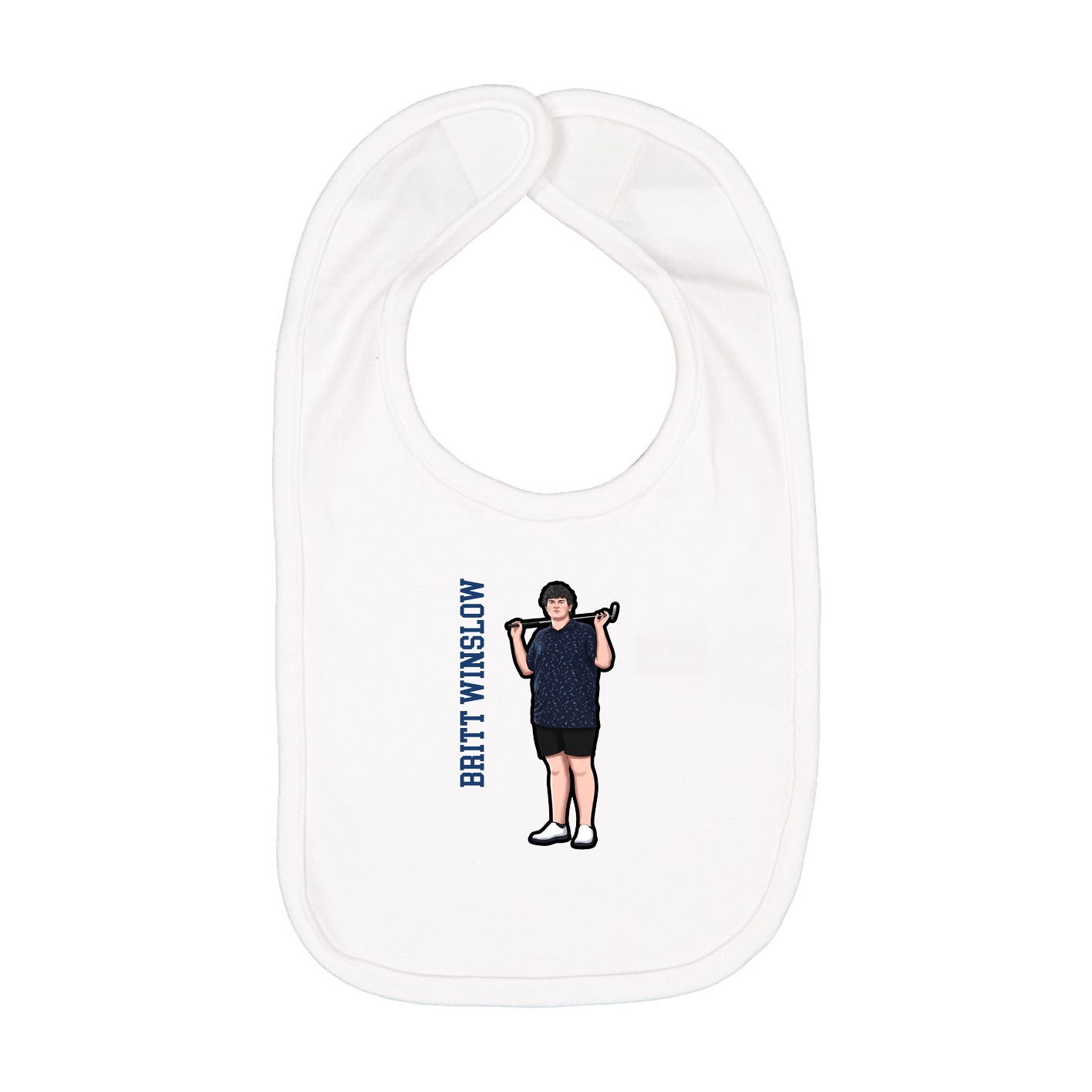 Infant Bib — Name Vertical in White