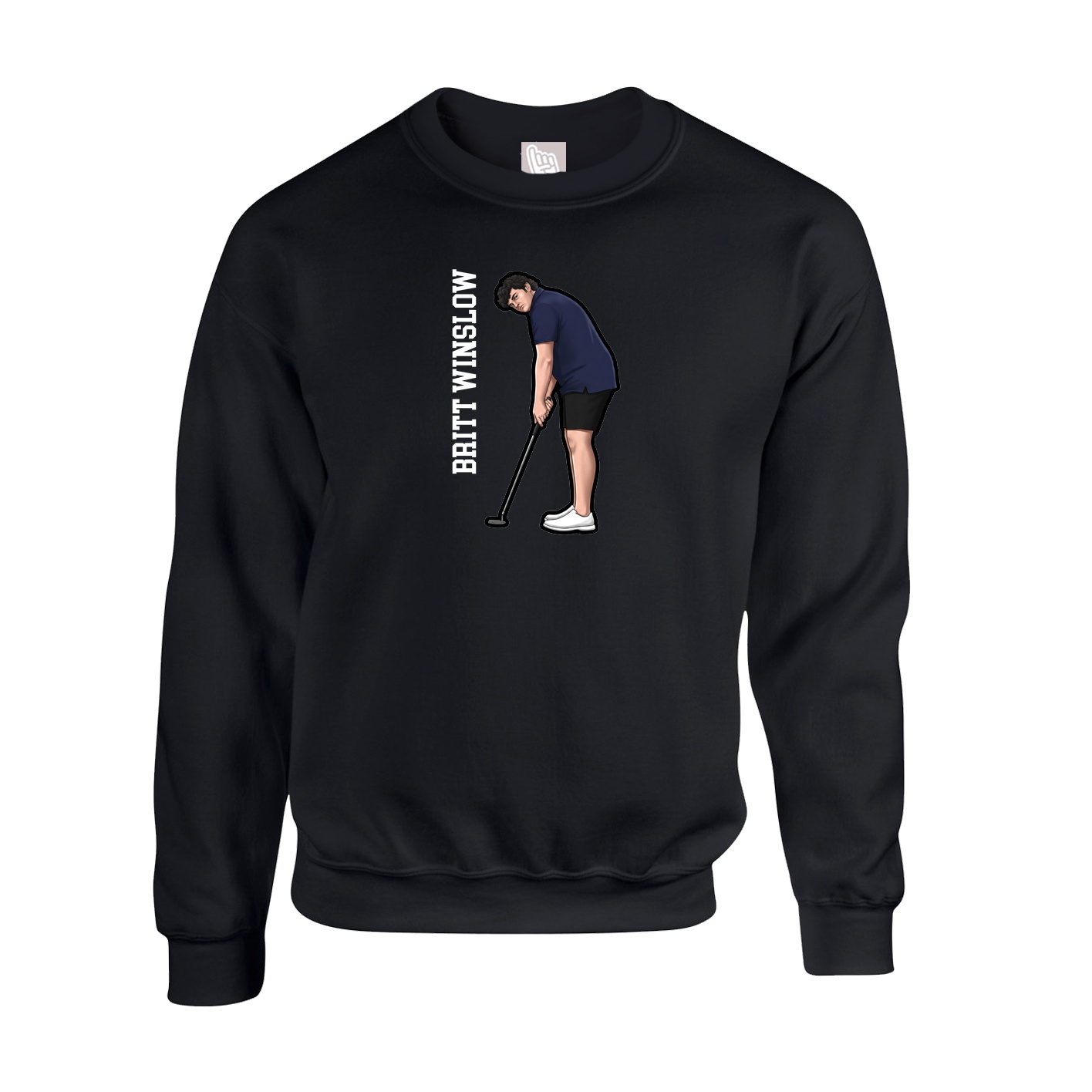 Fleece Crew — Name Vertical in Black