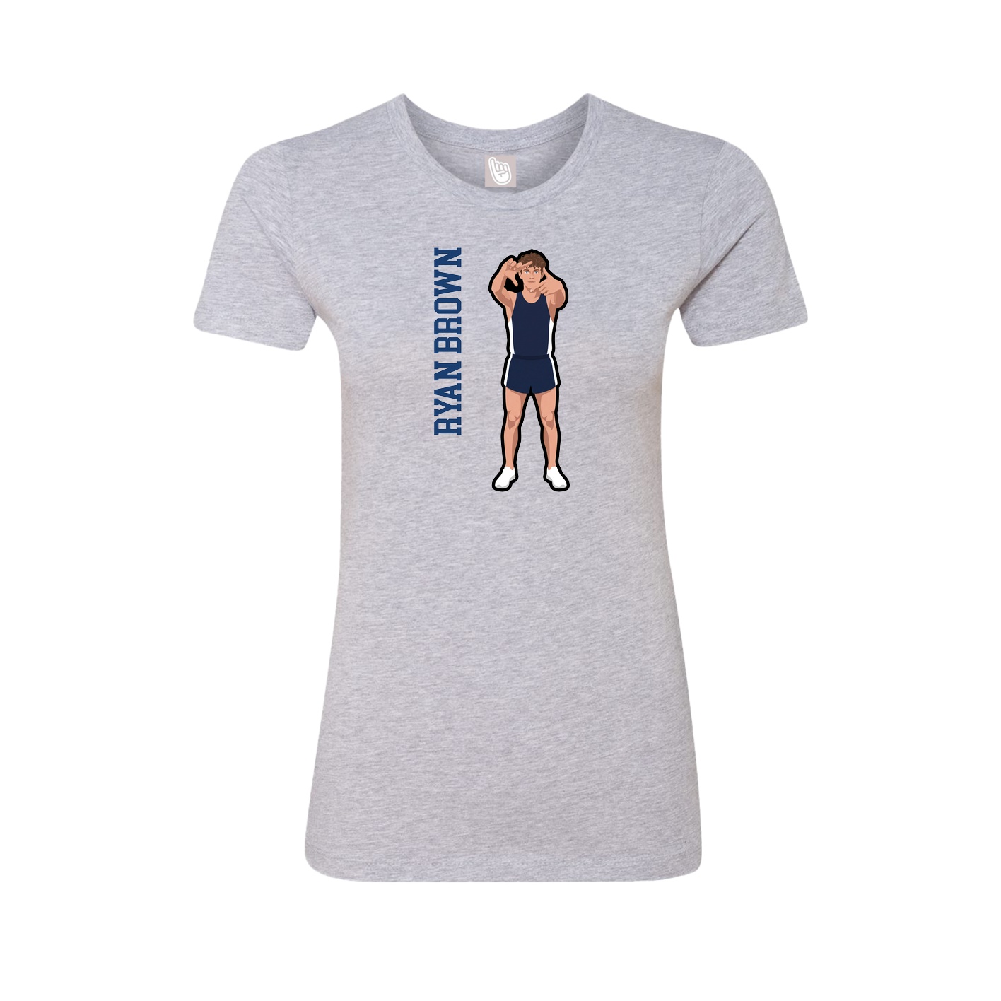 Fitted Women's Tee — Name Vertical in Grey