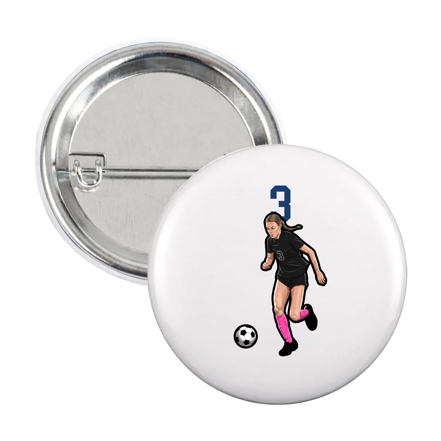 Game Day Button — Number Top in White