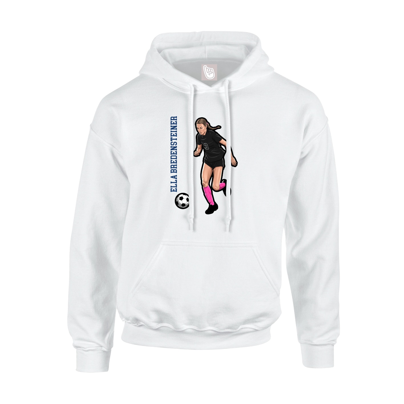 Youth Hoodie — Name Vertical in White