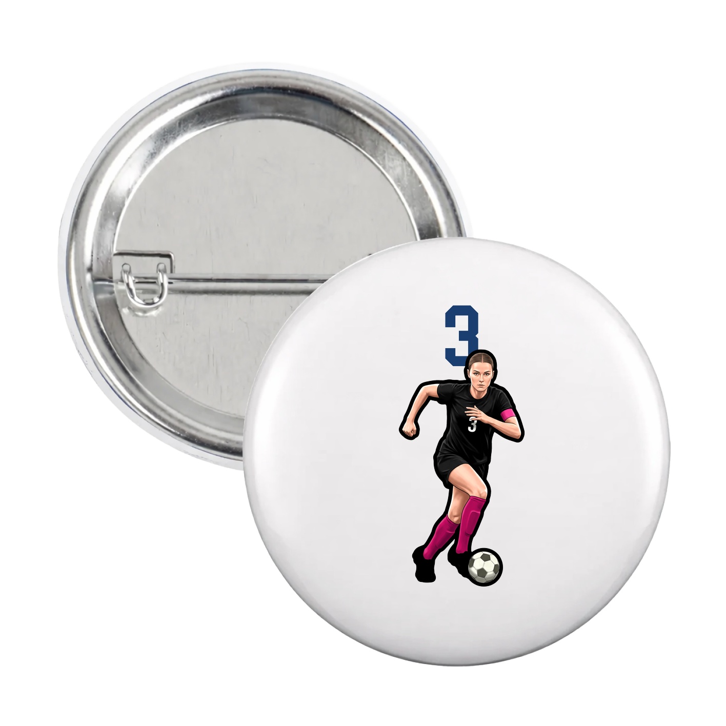 Game Day Button — Number Top in White