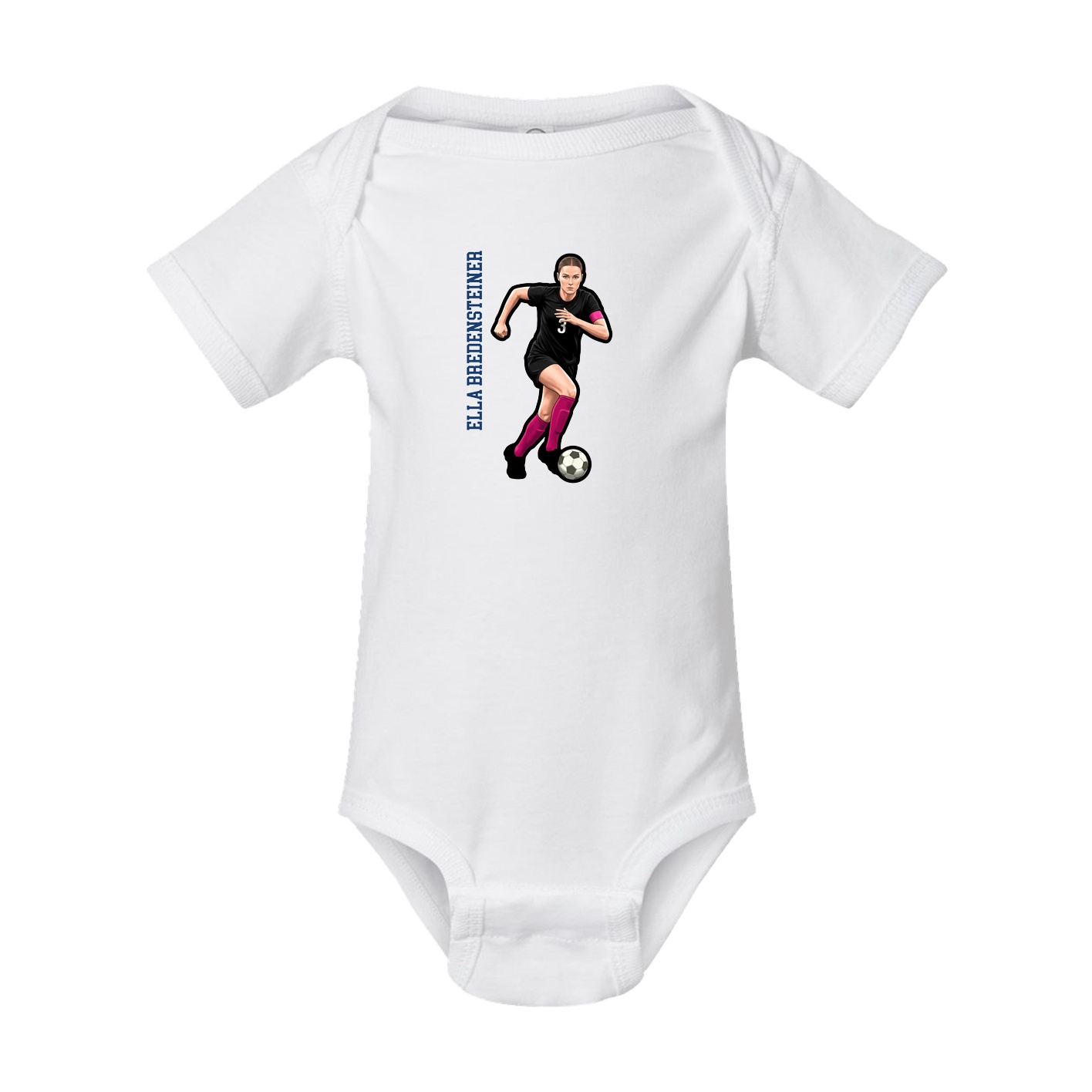 Baby Onesie — Name Vertical in White