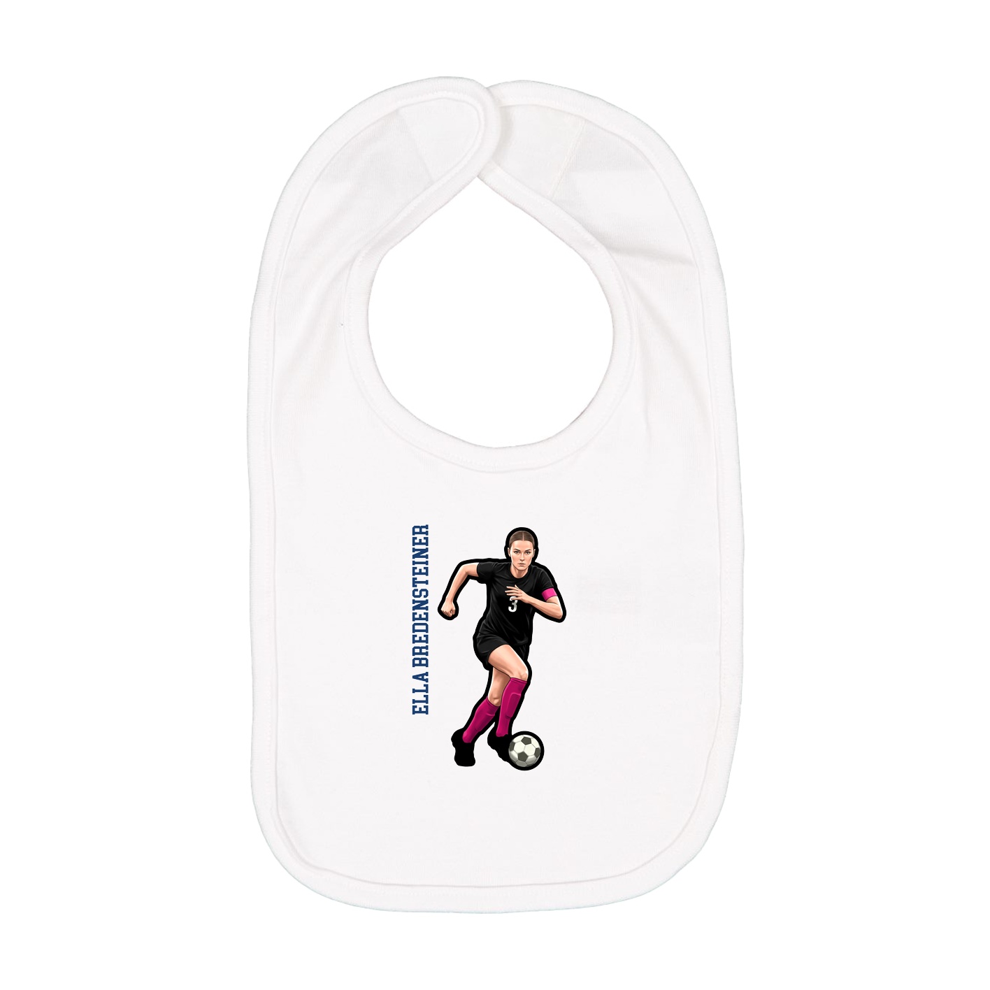 Infant Bib — Name Vertical in White