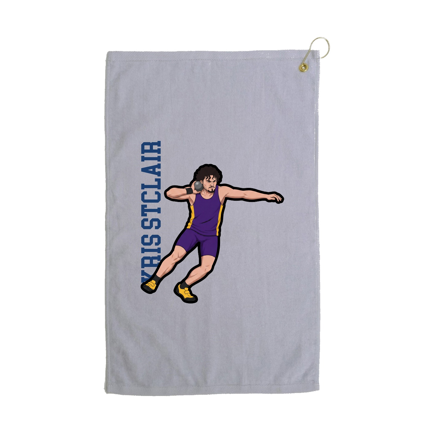 Golf Towel — Name Vertical in Grey