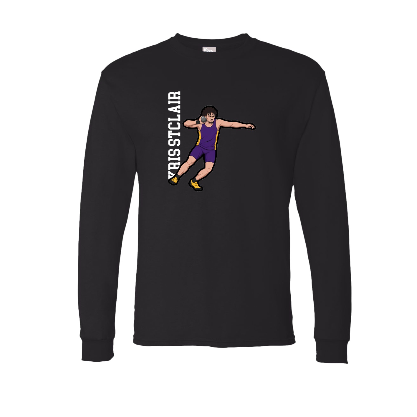 Long Sleeve Tee — Name Vertical in Black