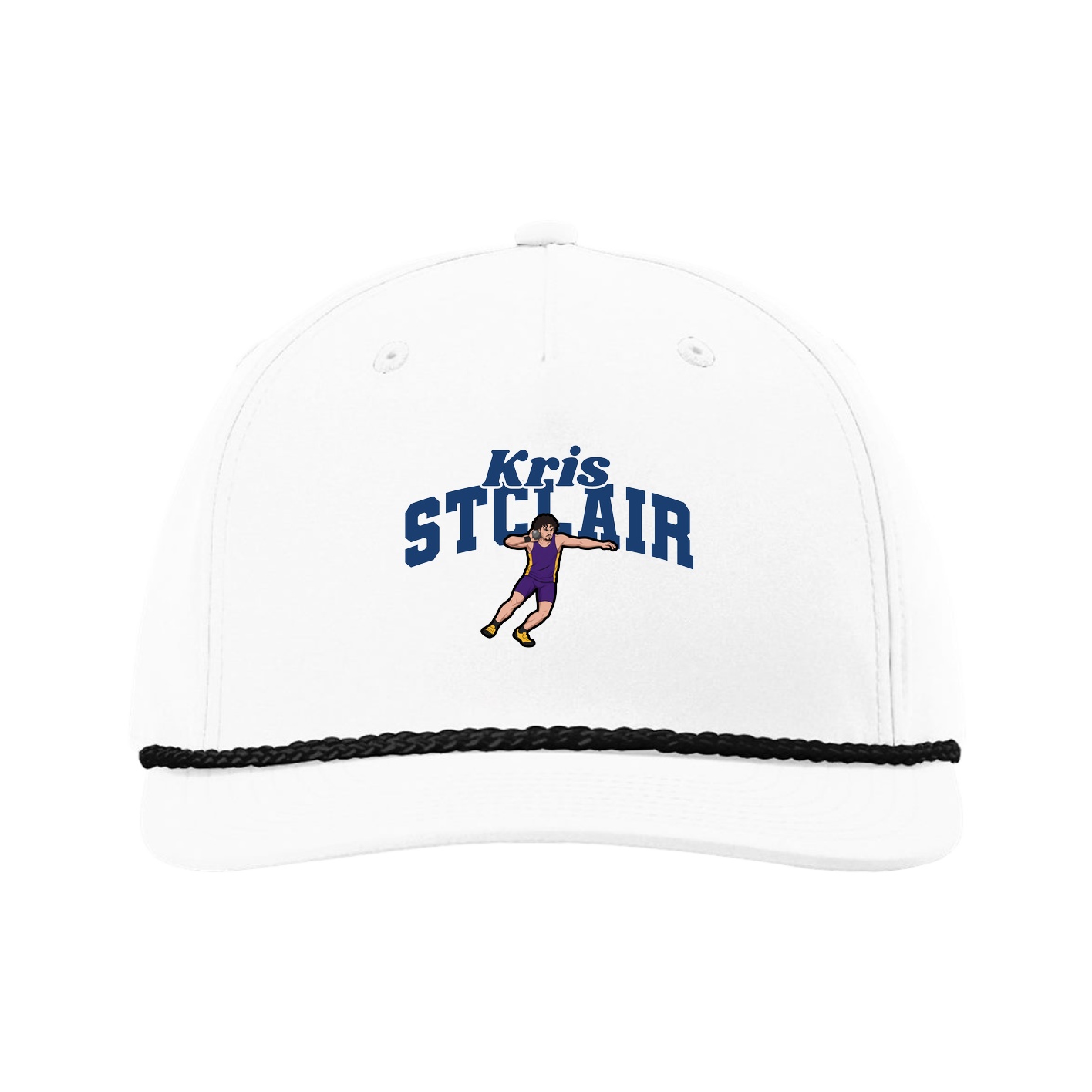 Five-Panel Classic Rope Cap — Signature Arch in White