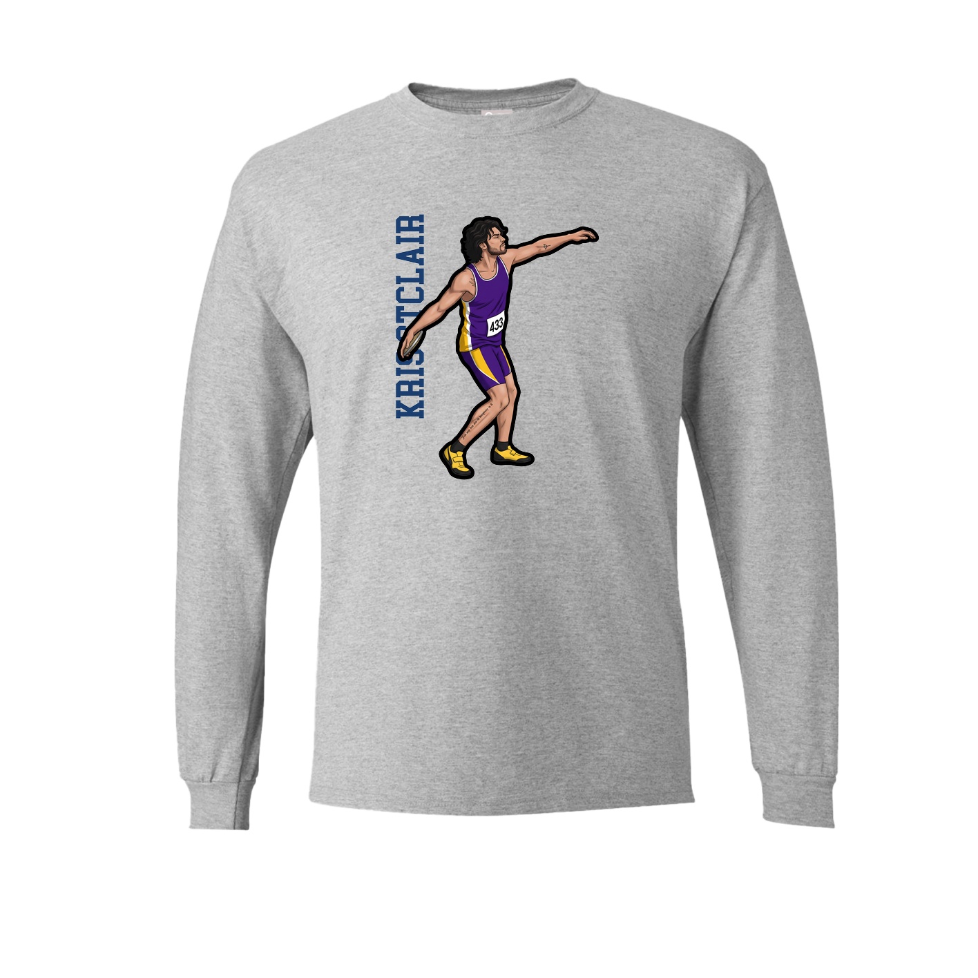 Long Sleeve Tee — Name Vertical in Grey