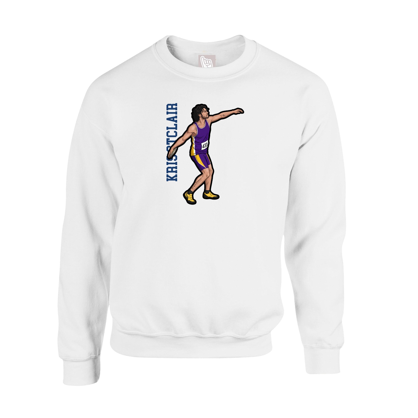 Fleece Crew — Name Vertical in White