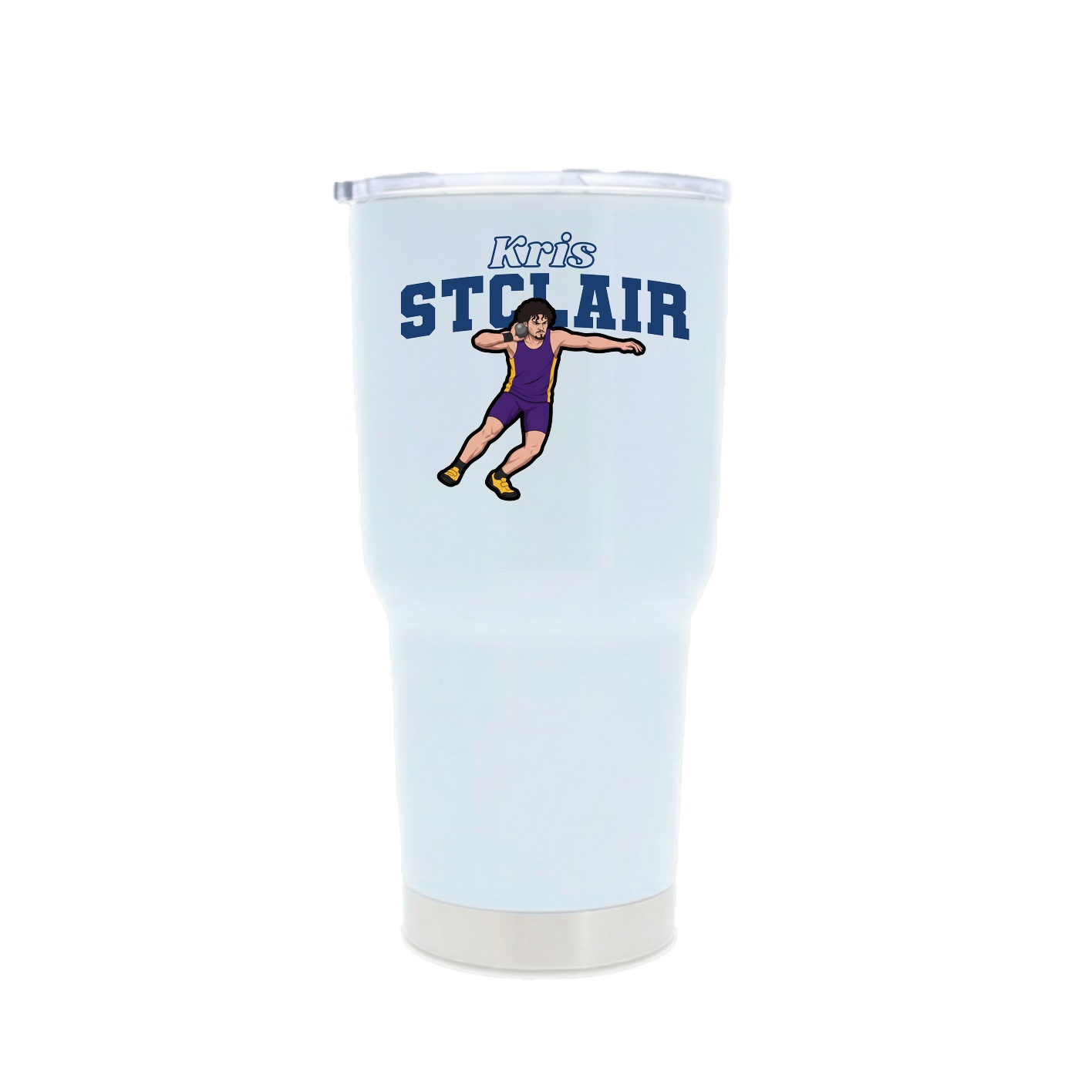 30oz Stainless Steel Tumbler — Name Arch in White