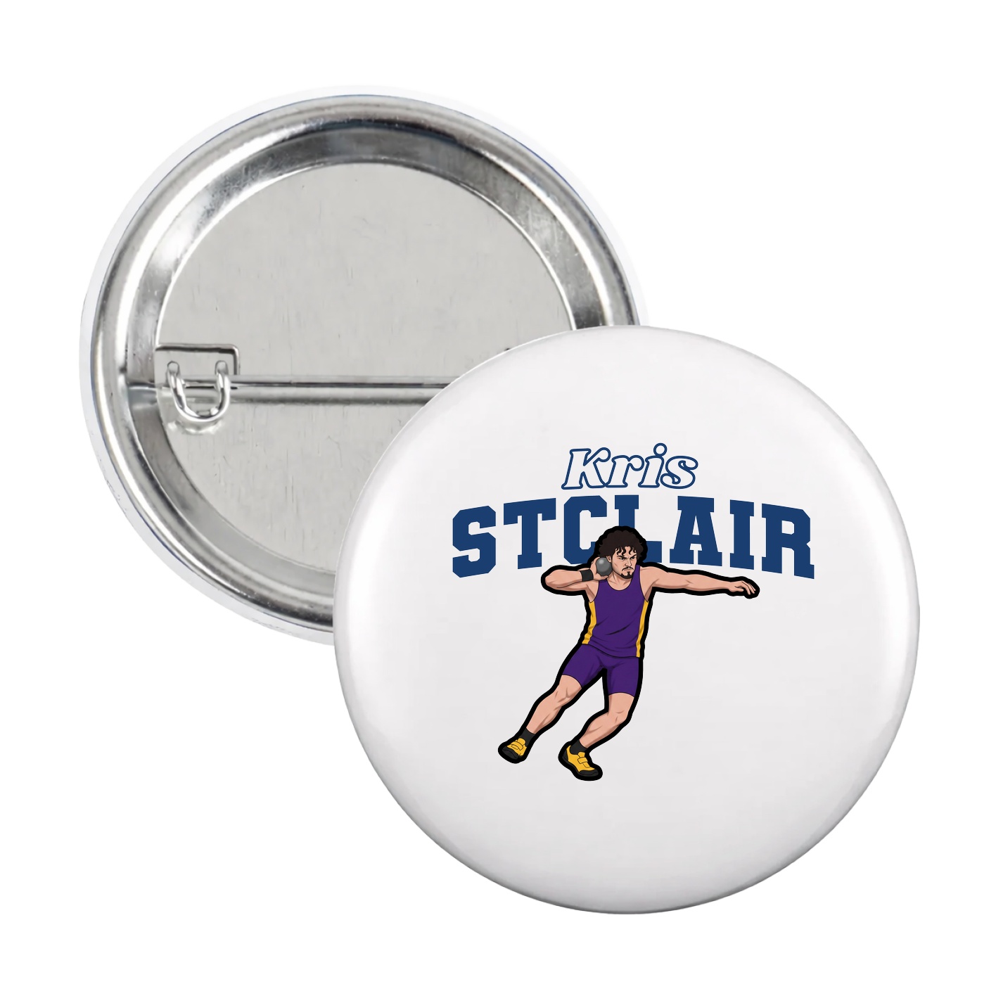 Game Day Button — Name Arch in White