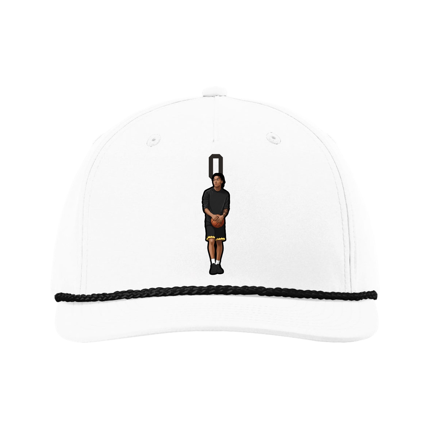 Five-Panel Classic Rope Cap — Number Top in White