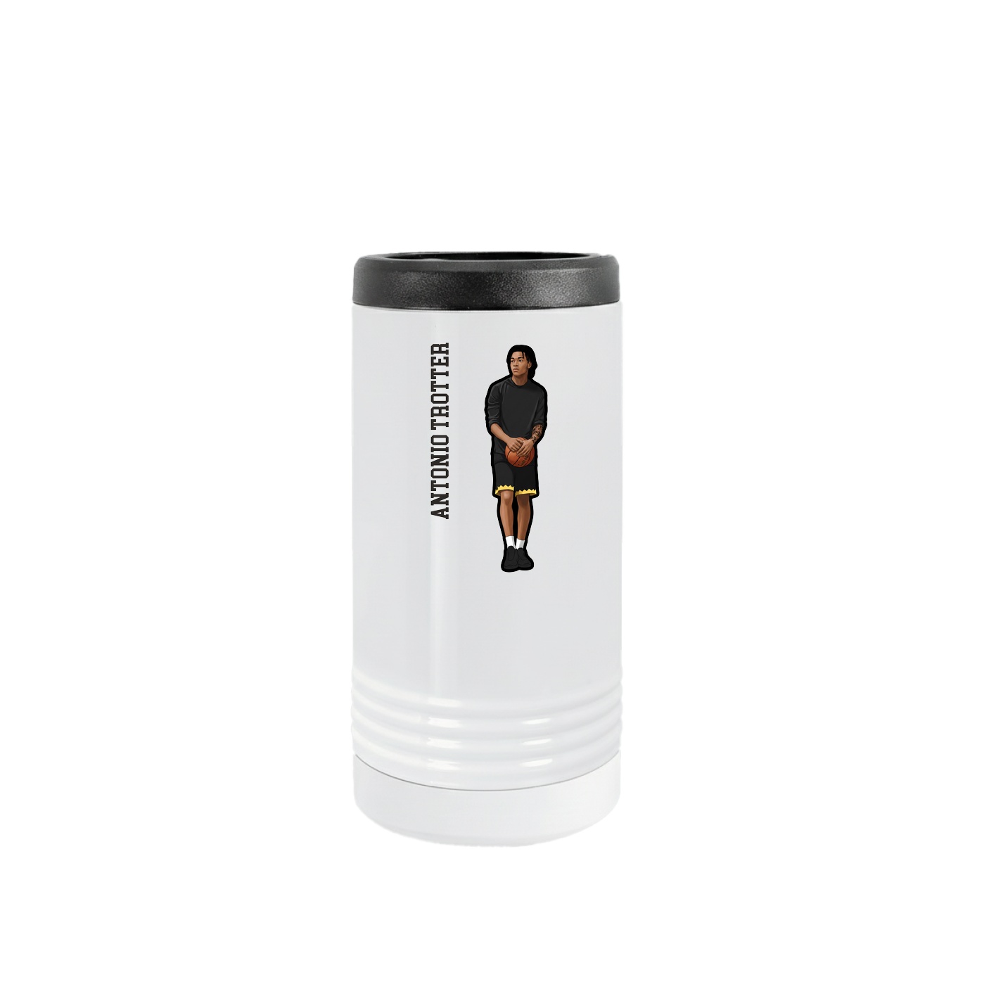 Slim Beverage Holder — Name Vertical in White