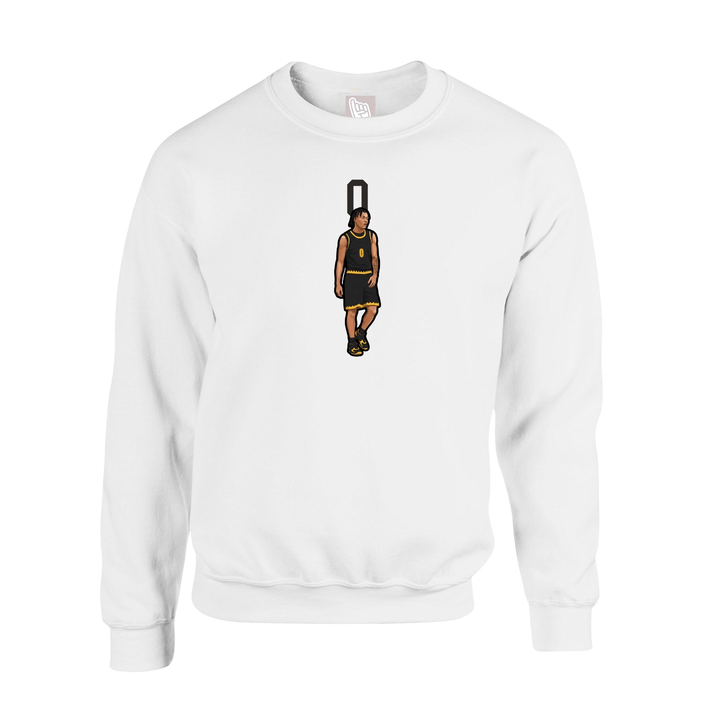 Fleece Crew — Number Top in White