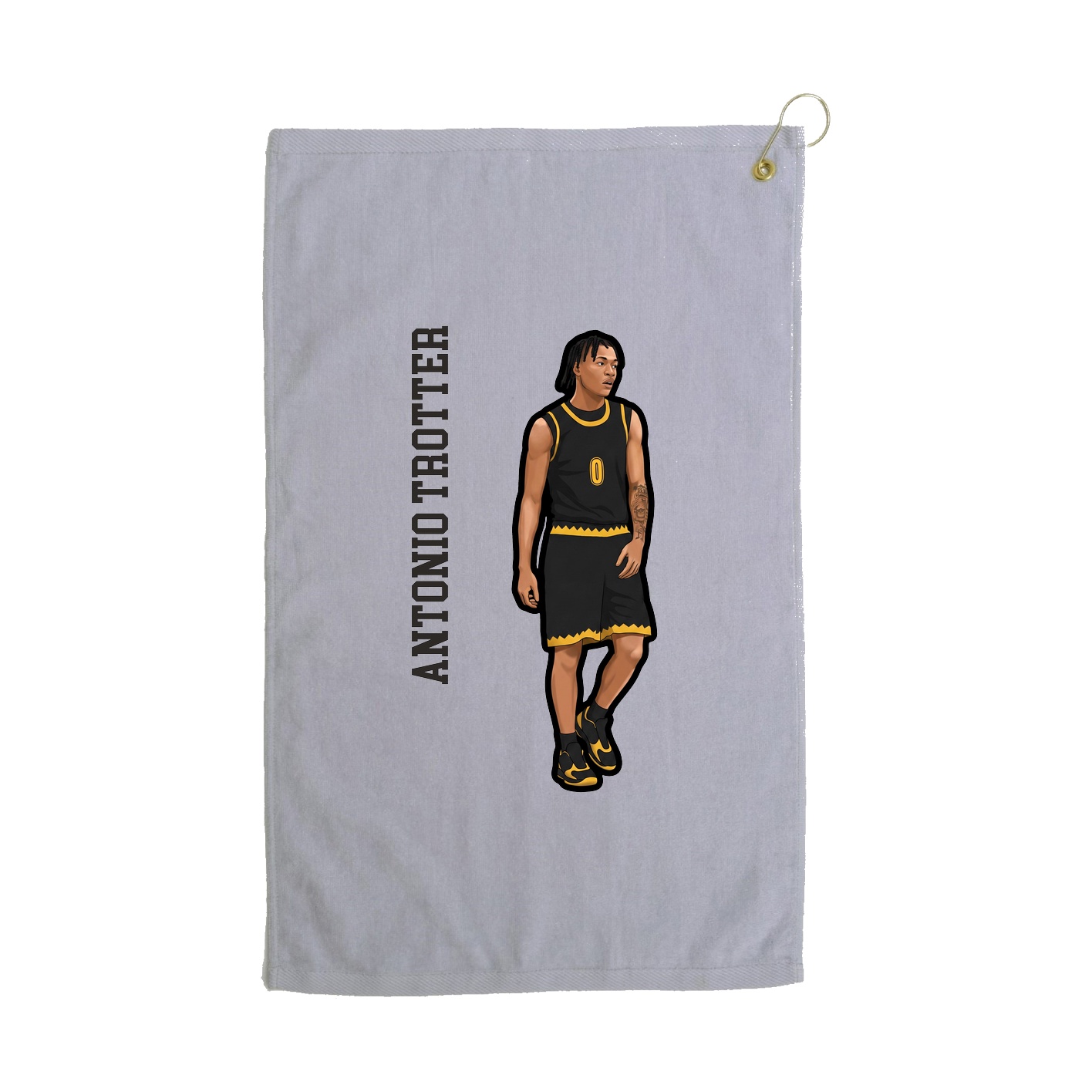 Golf Towel — Name Vertical in Grey