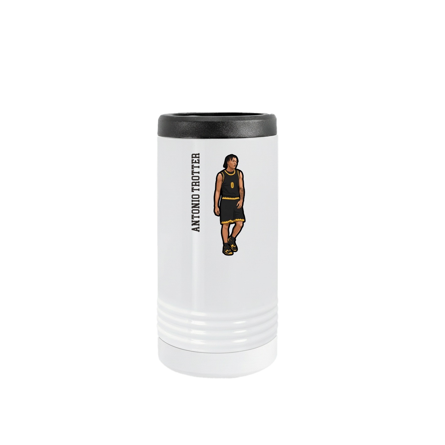 Slim Beverage Holder — Name Vertical in White