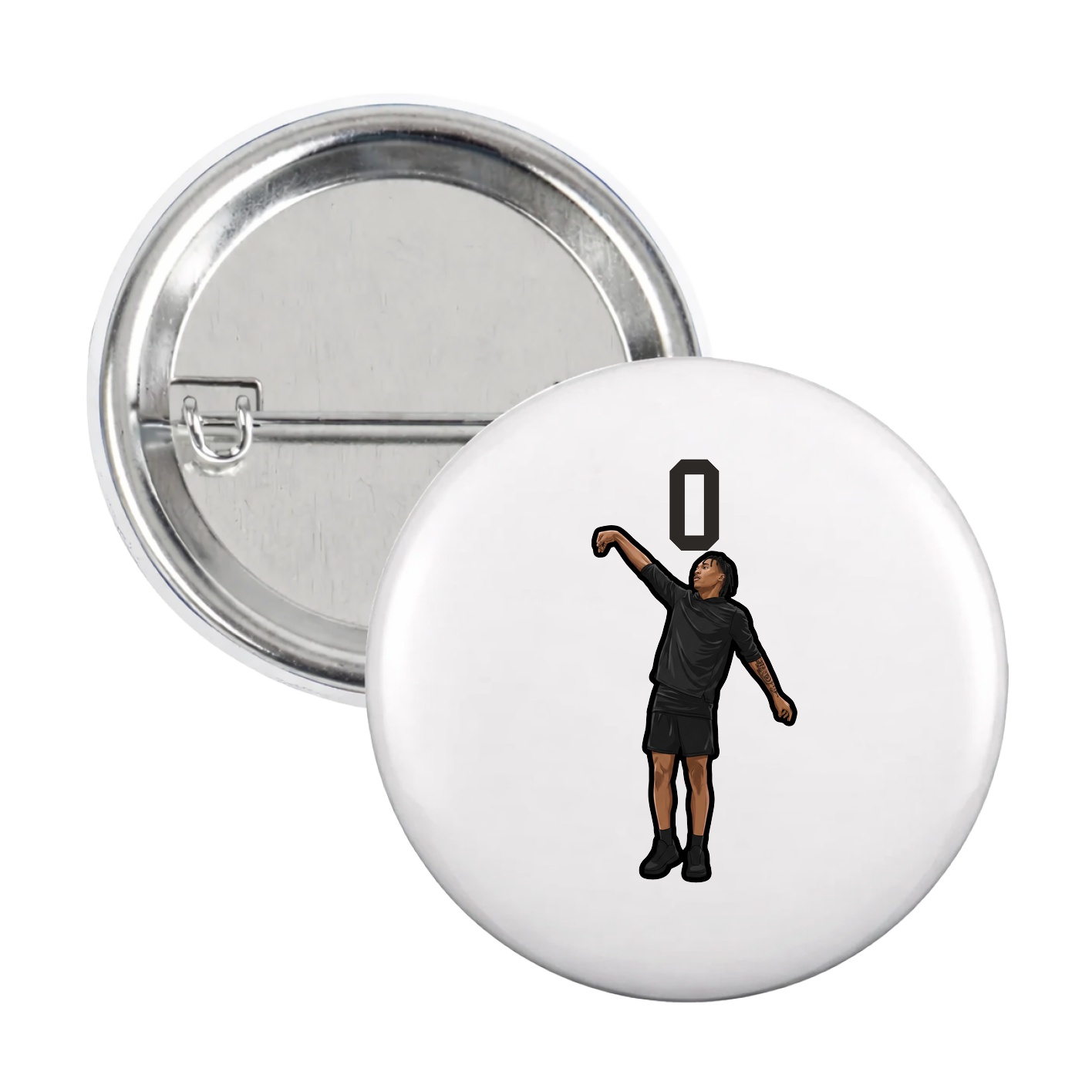 Game Day Button — Number Top in White