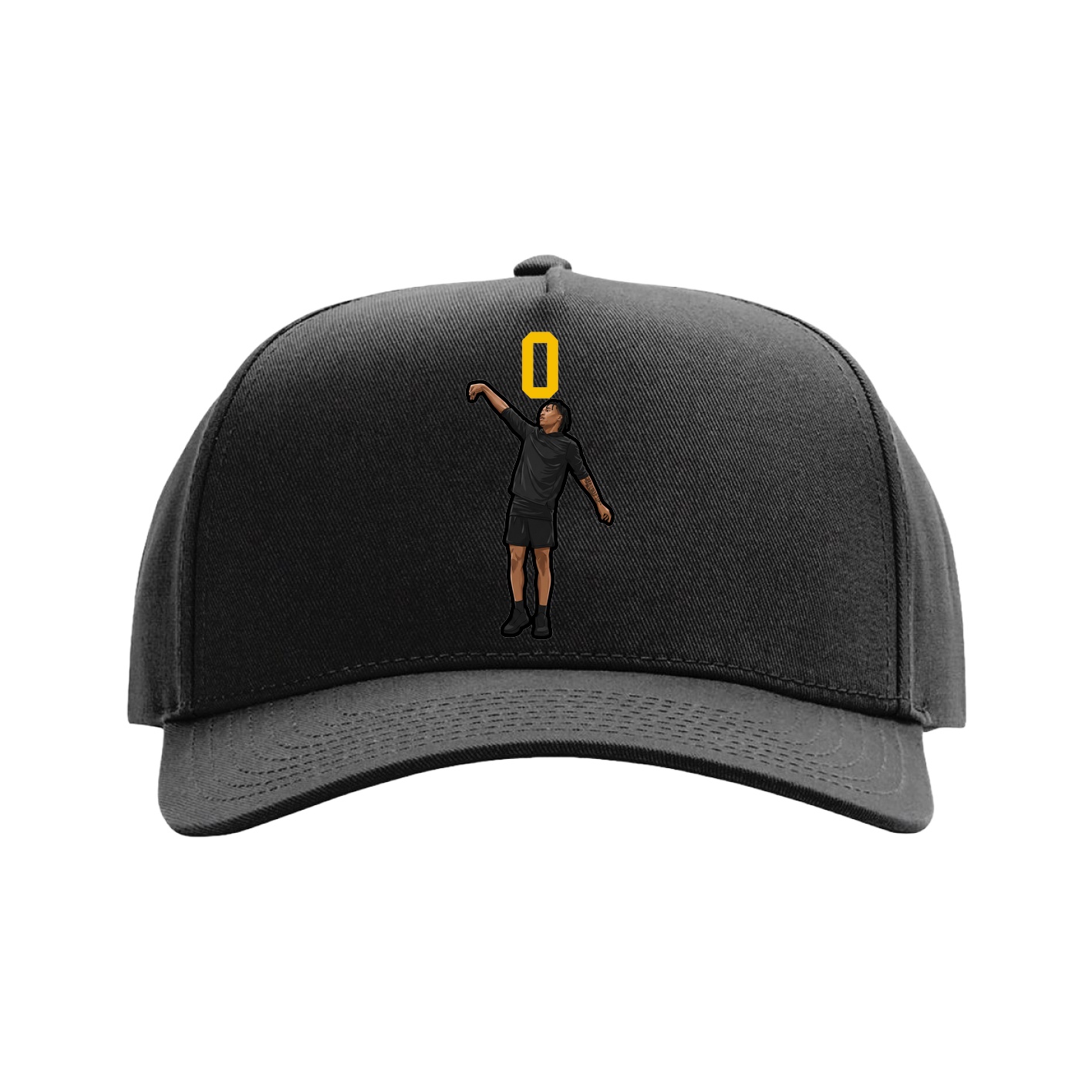 Full Fabric Five-Panel Champ Cap — Number Top in Black