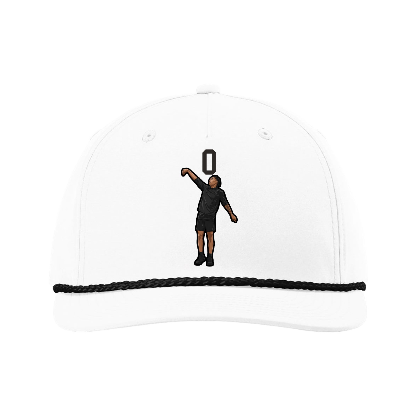 Five-Panel Classic Rope Cap — Number Top in White