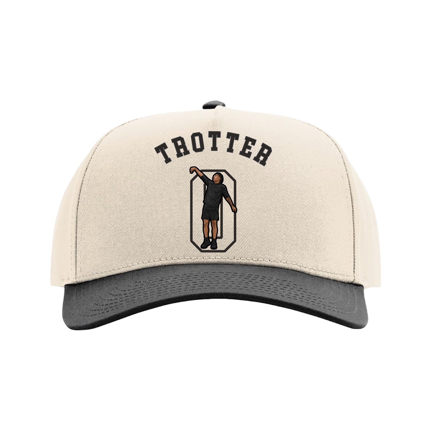 Full Fabric Five-Panel Champ Cap — Shirsey Arch in Cream/Black