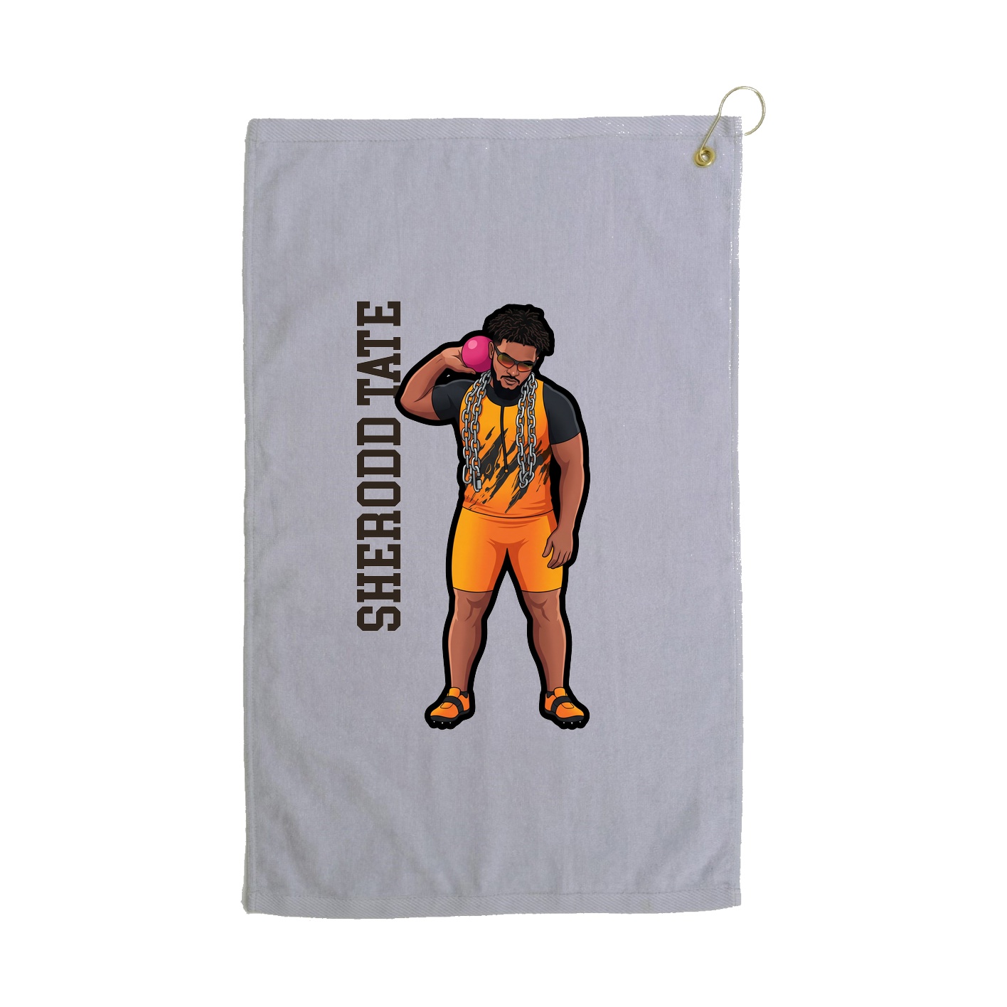 Golf Towel — Name Vertical in Grey