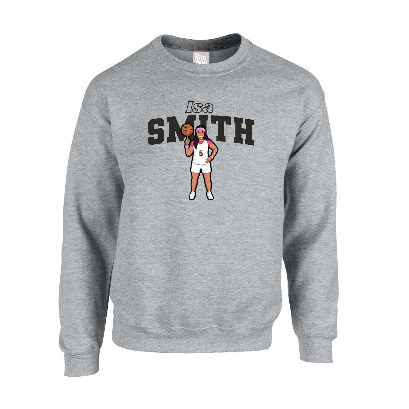 Fleece Crew — Name Arch in Grey