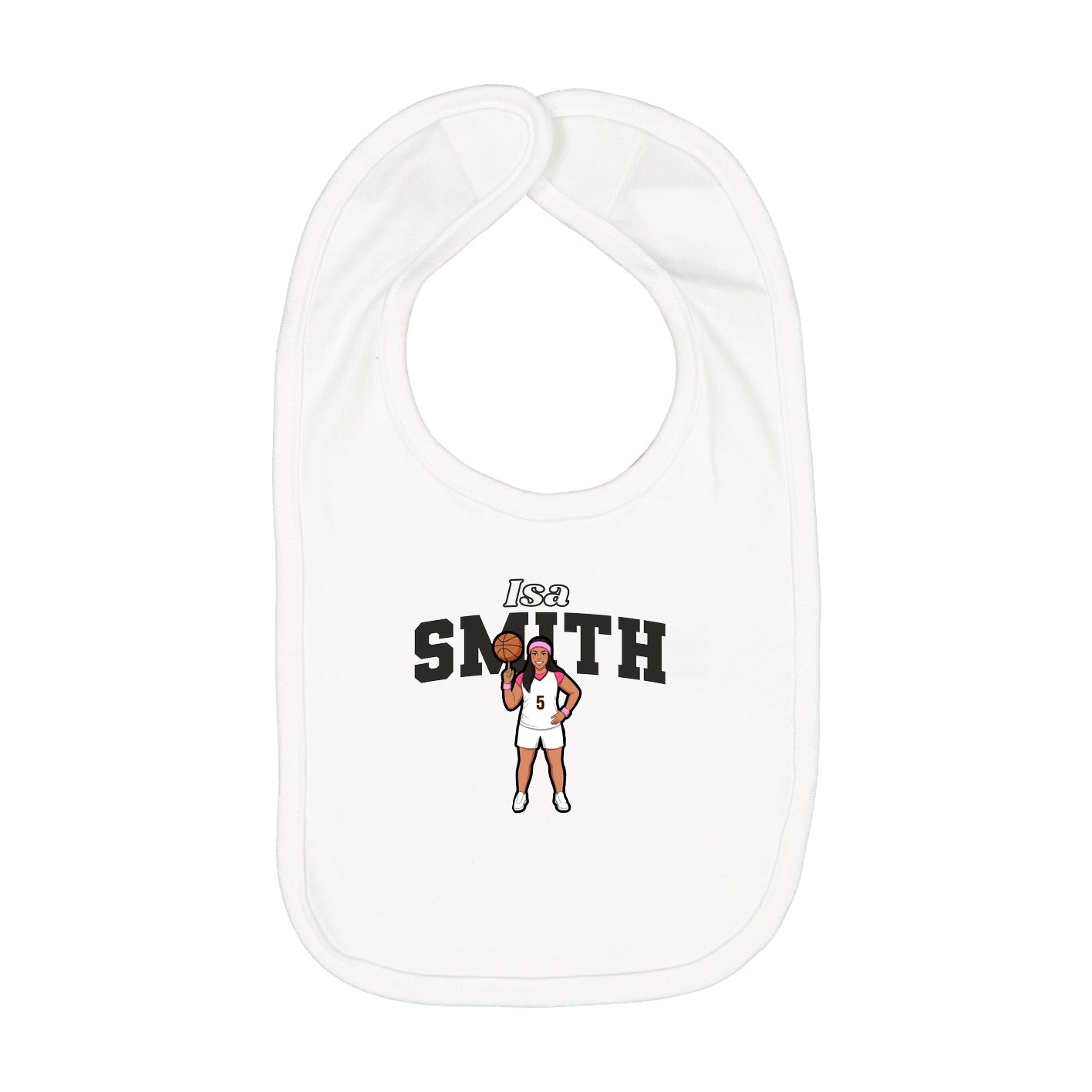 Infant Bib — Name Arch in White