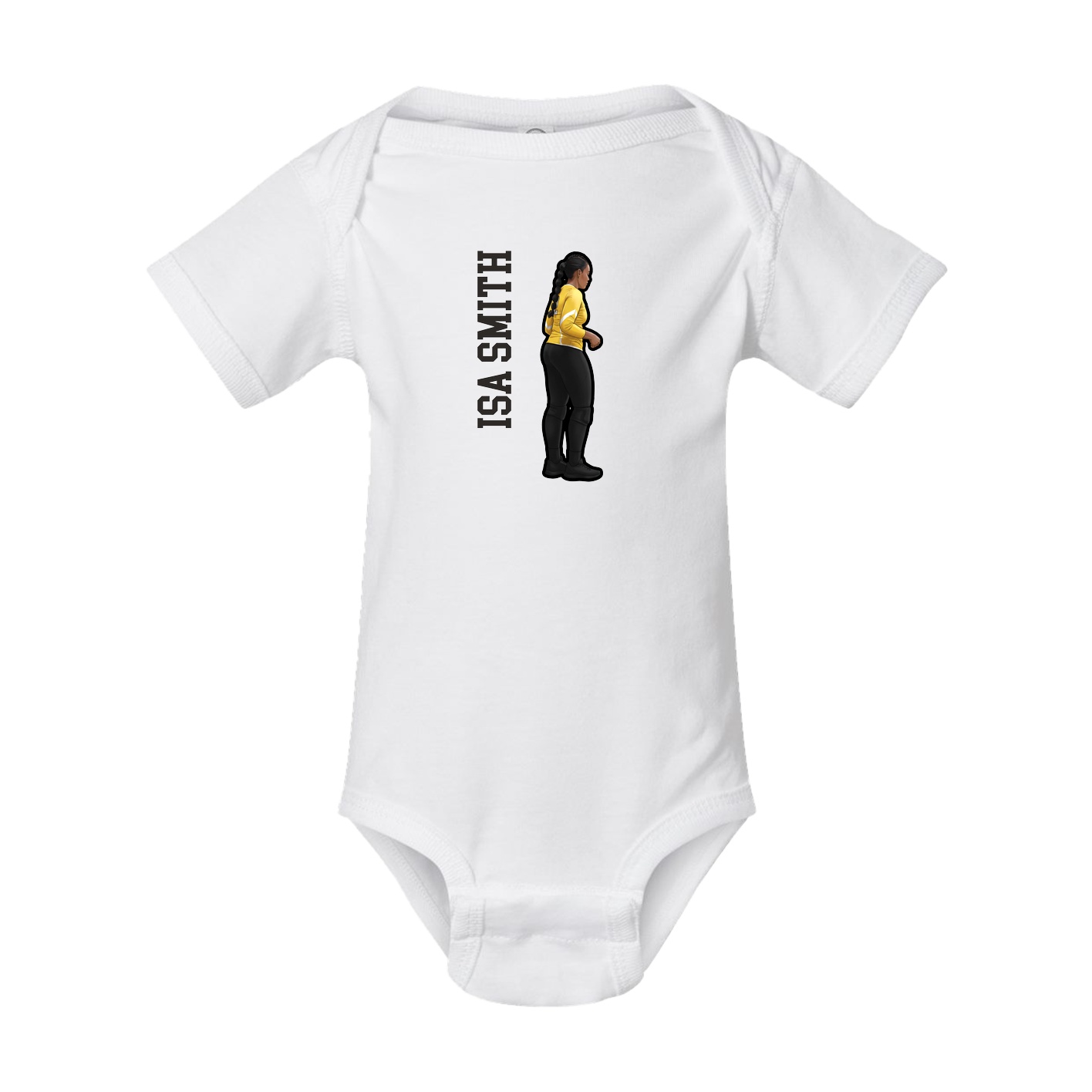 Baby Onesie — Name Vertical in White