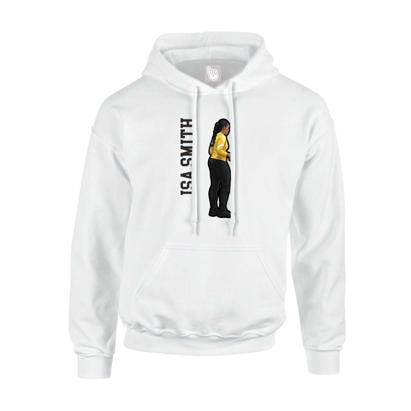 Youth Hoodie — Name Vertical in White
