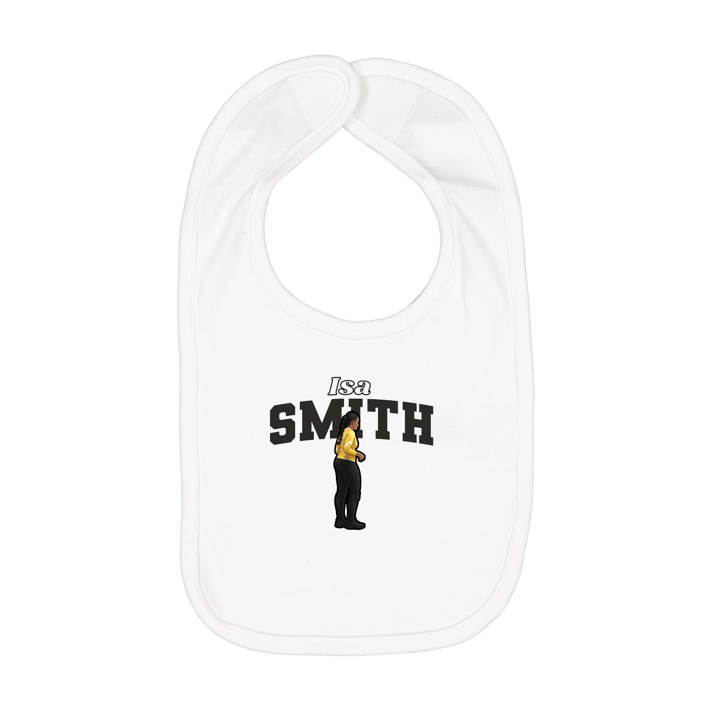 Infant Bib — Name Arch in White