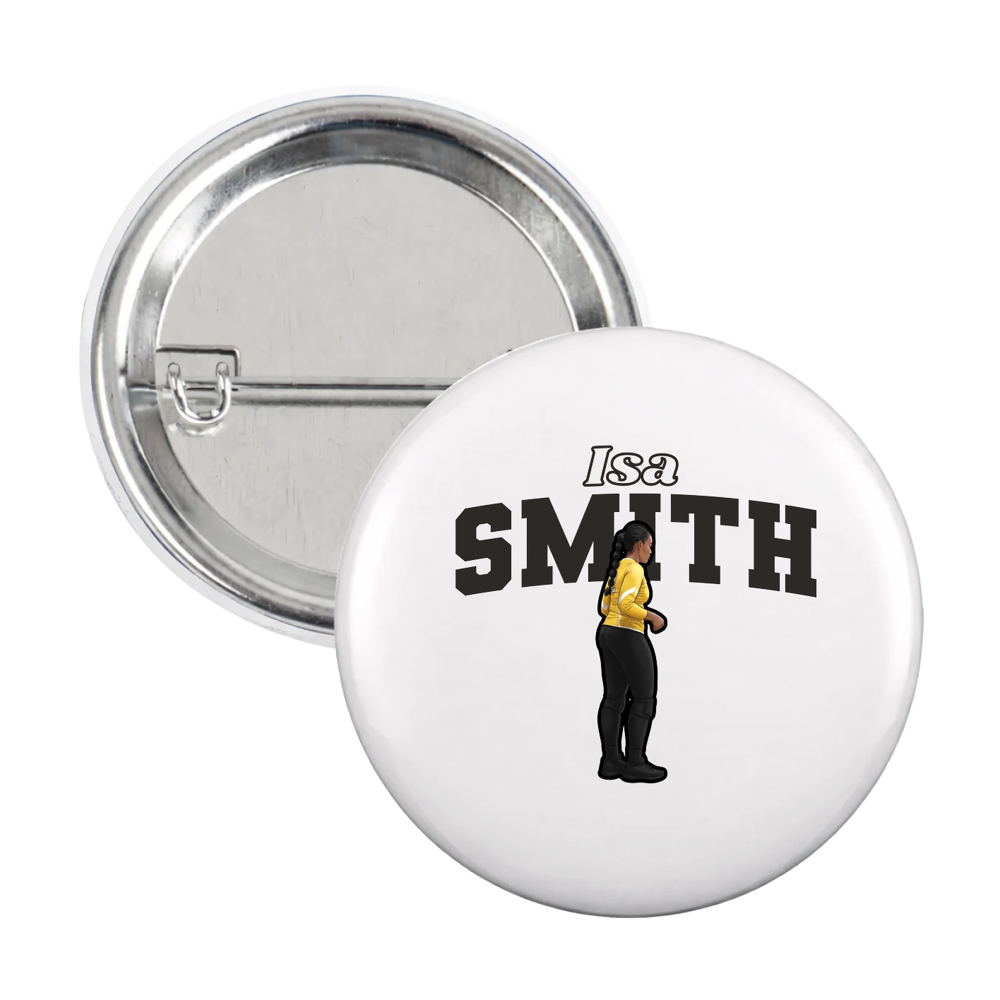 Game Day Button — Name Arch in White