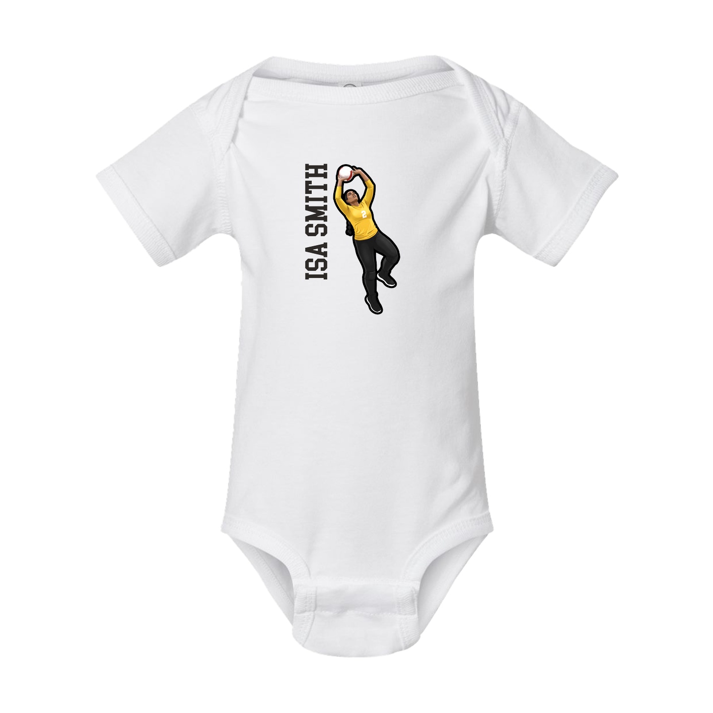 Baby Onesie — Name Vertical in White