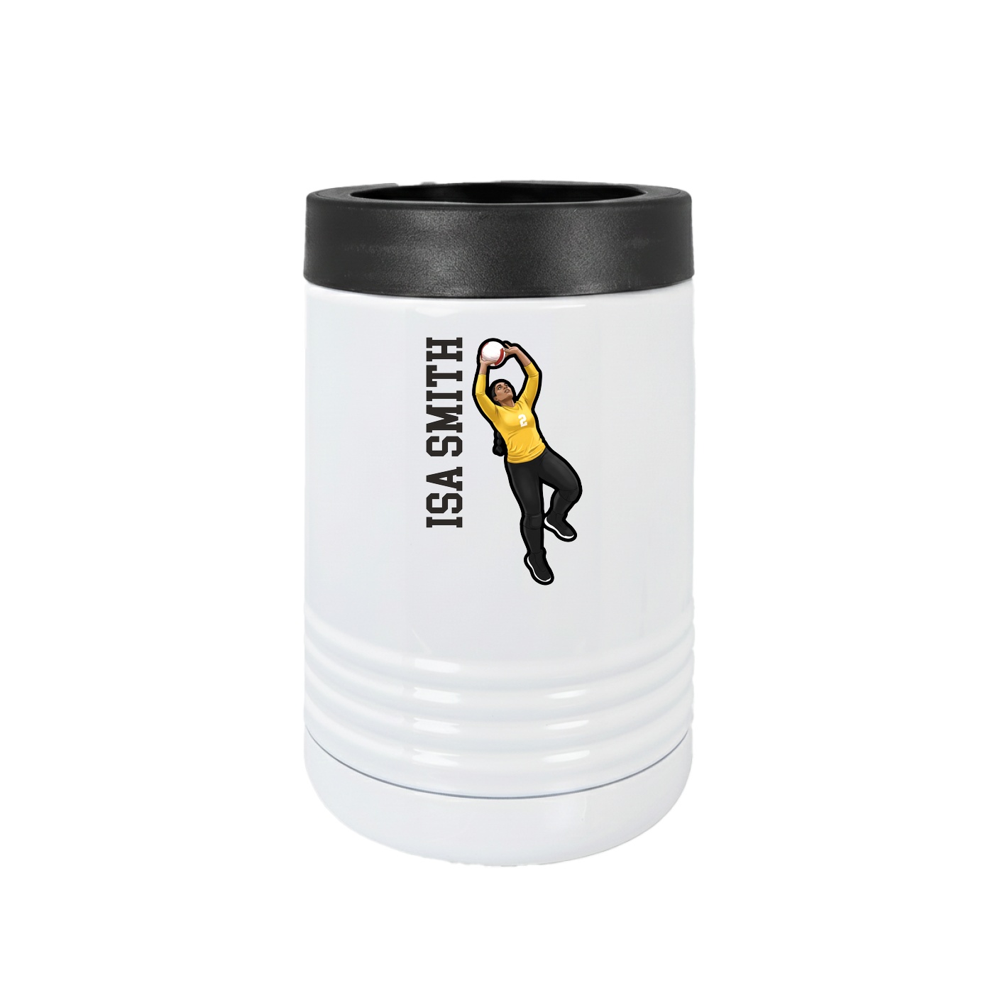 Beverage Holder — Name Vertical in White