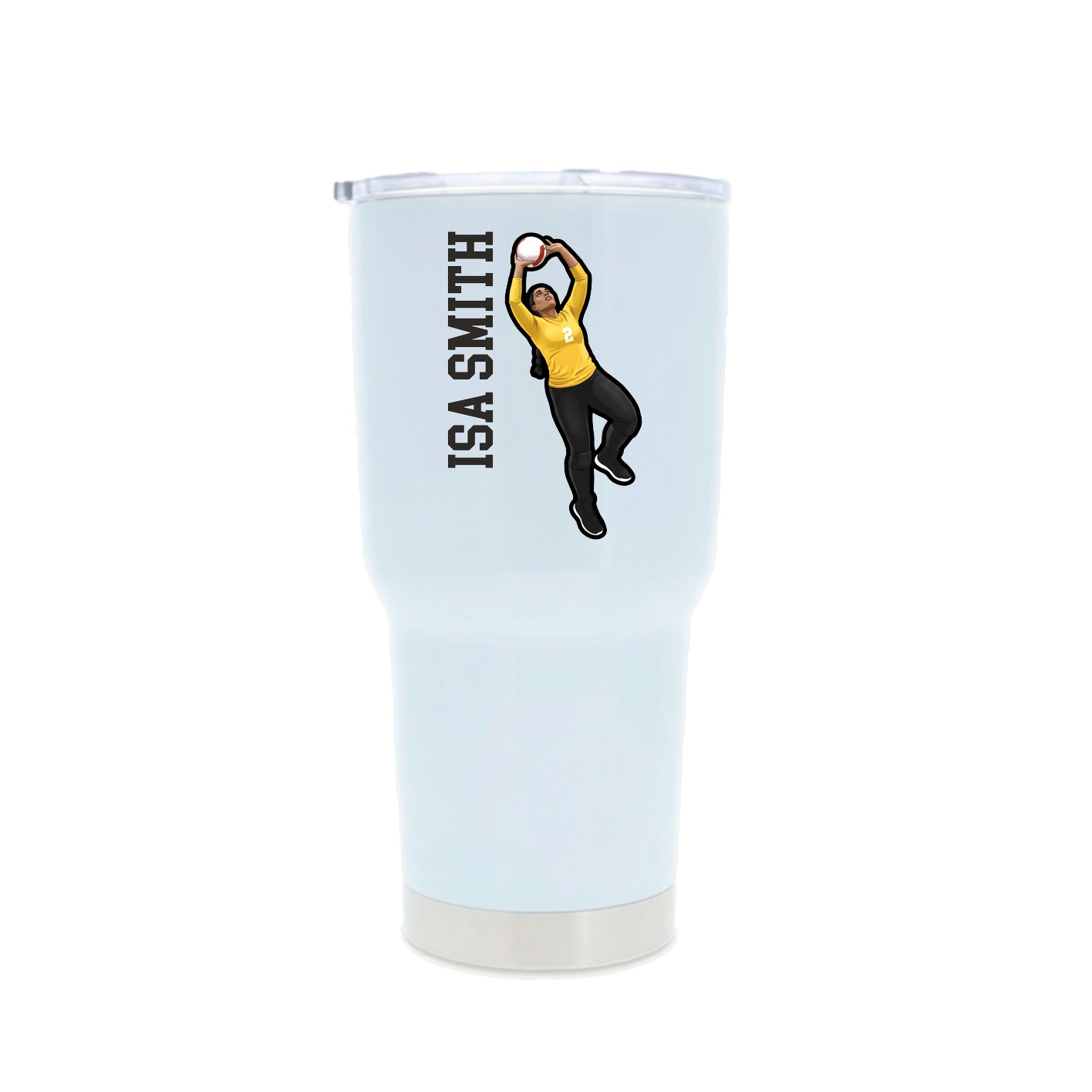 30oz Stainless Steel Tumbler — Name Vertical in White