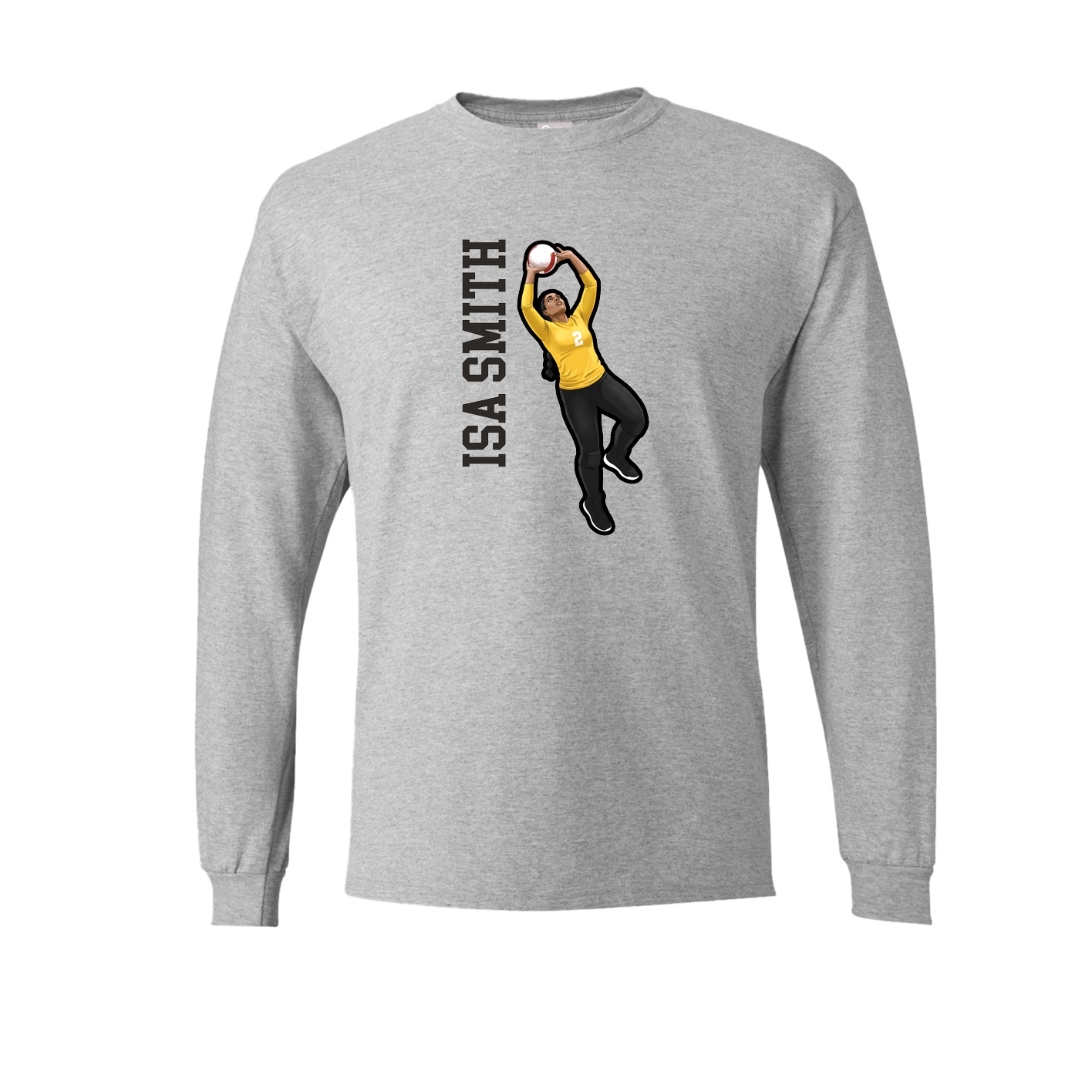 Long Sleeve Tee — Name Vertical in Grey
