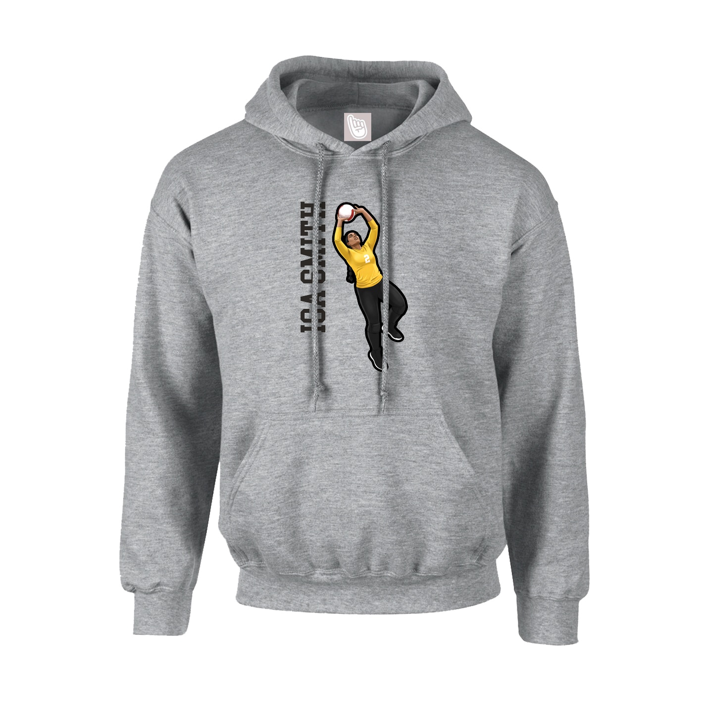 Hoodie — Name Vertical in Grey