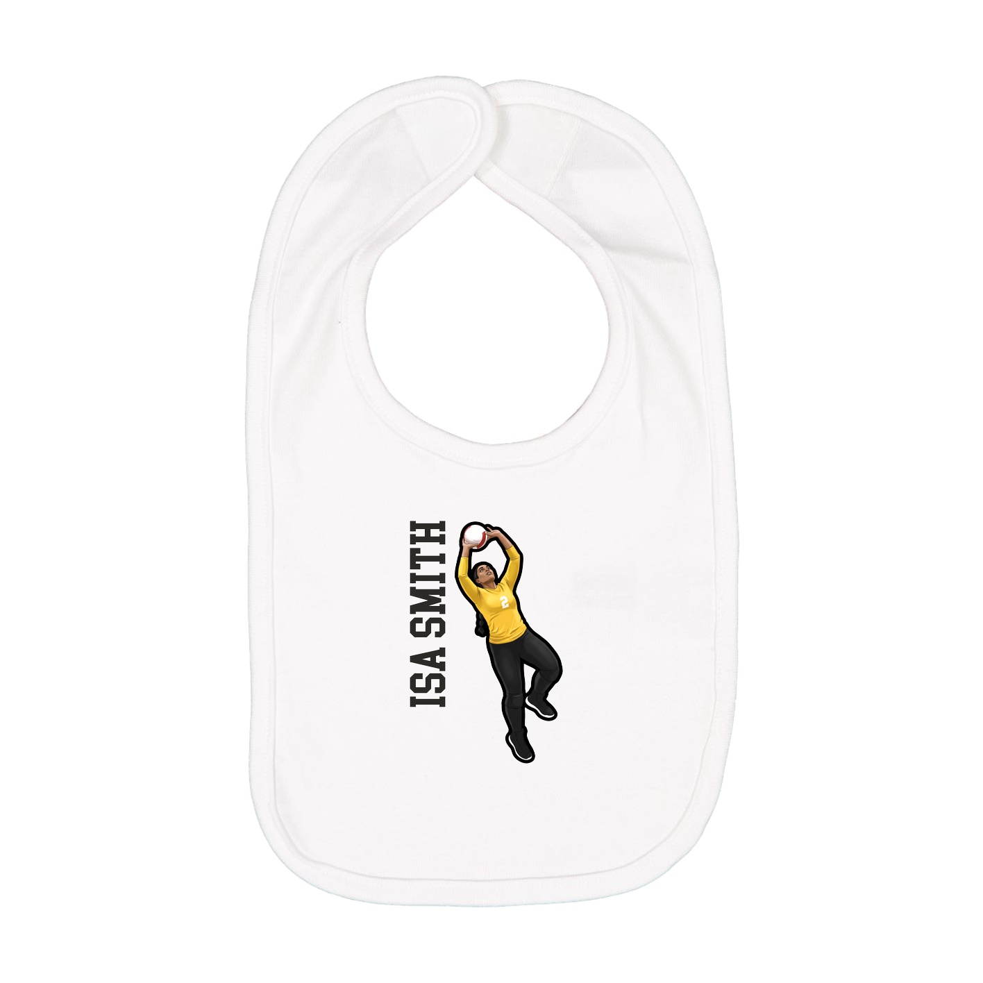 Infant Bib — Name Vertical in White