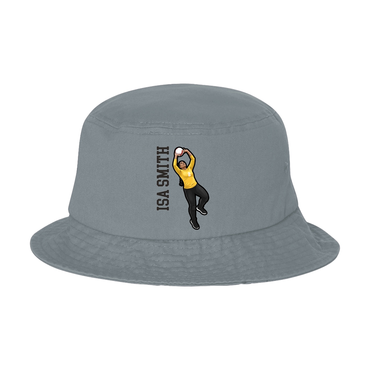 Bucket Cap — Name Vertical in Grey