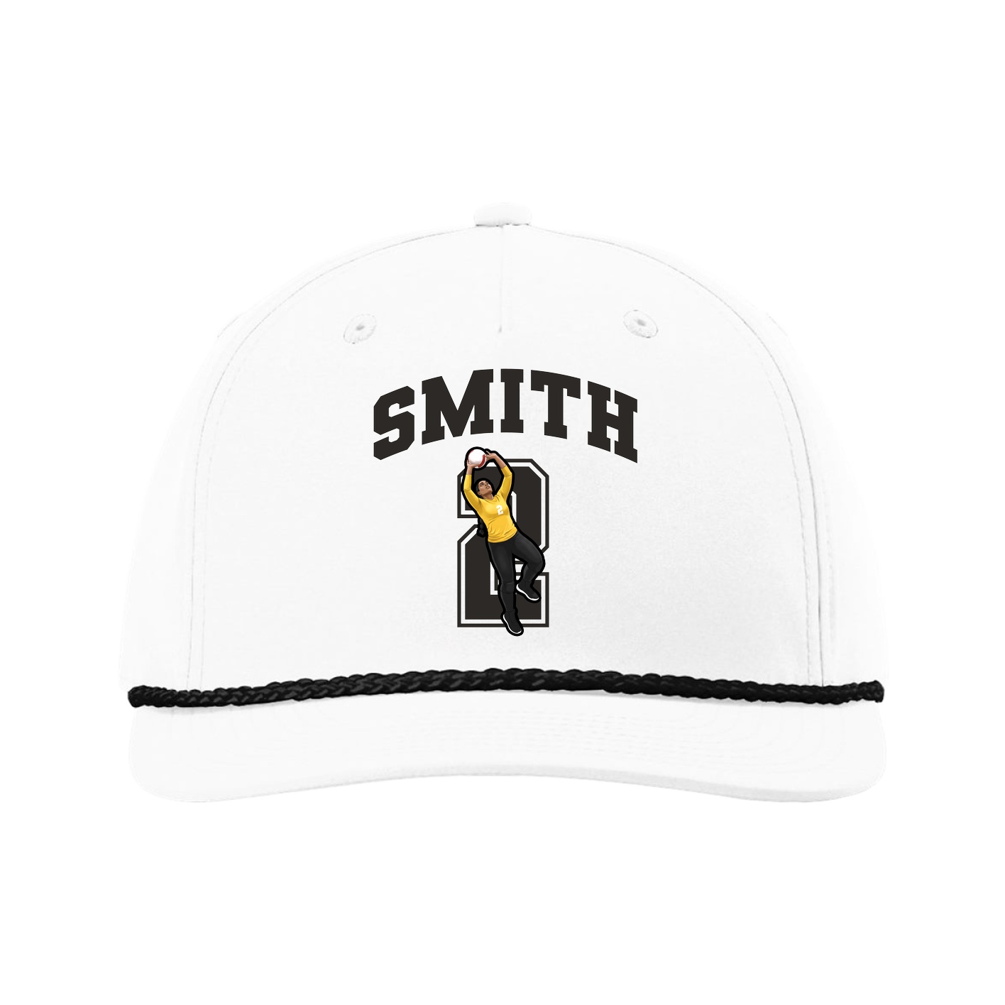 Five-Panel Classic Rope Cap — Number in White