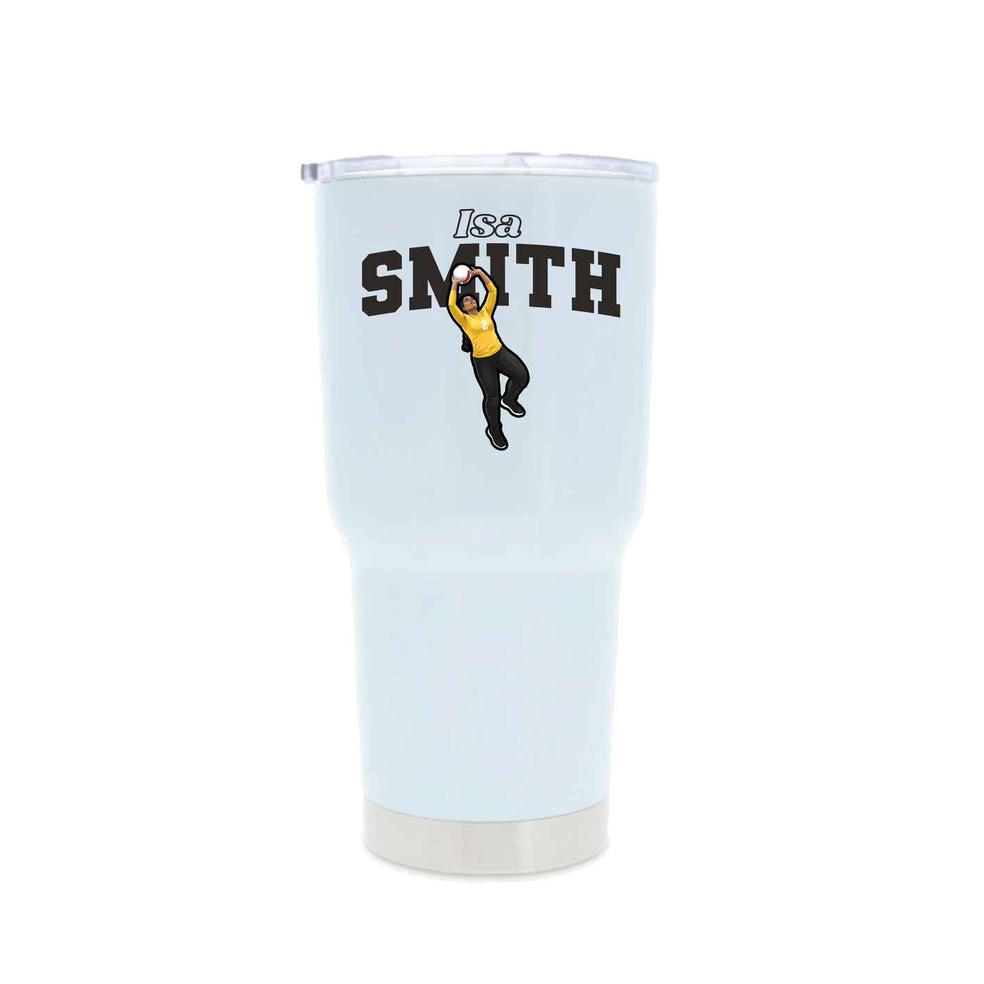30oz Stainless Steel Tumbler — Name Arch in White