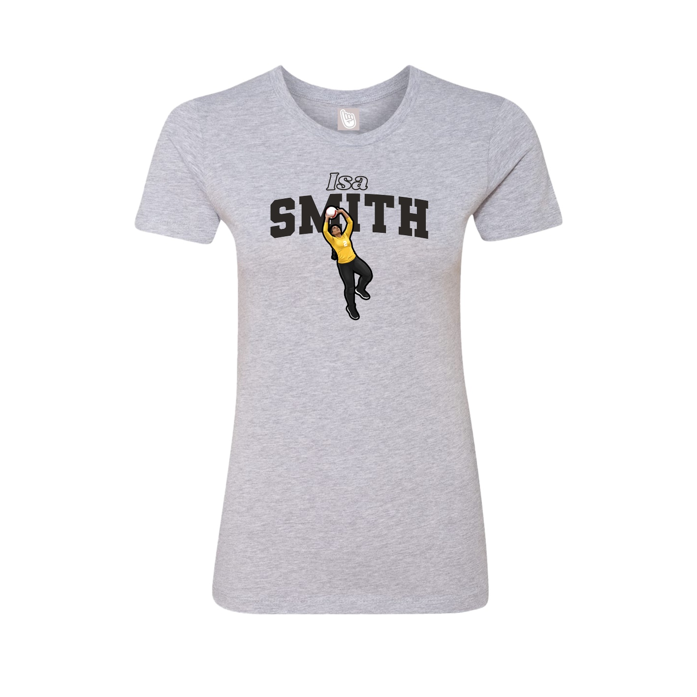 Fitted Women's Tee — Name Arch in Grey