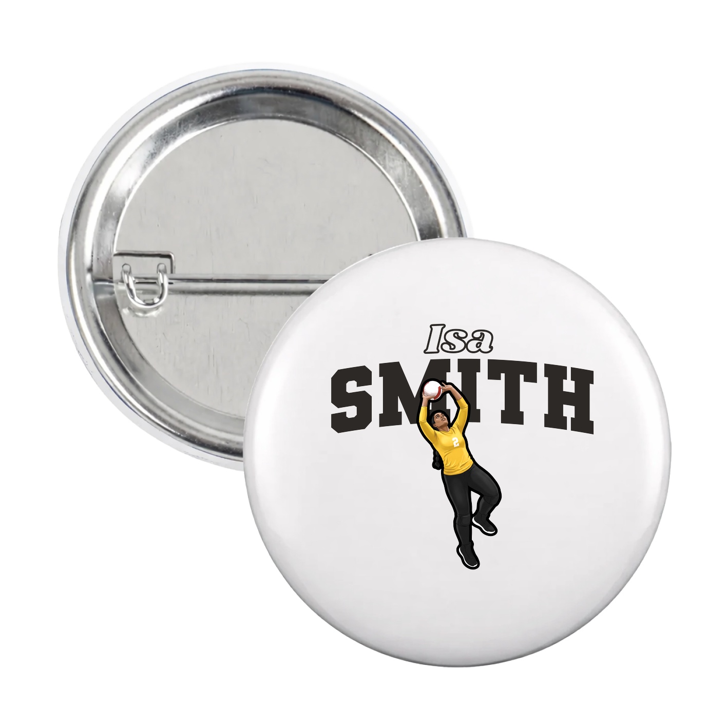 Game Day Button — Name Arch in White