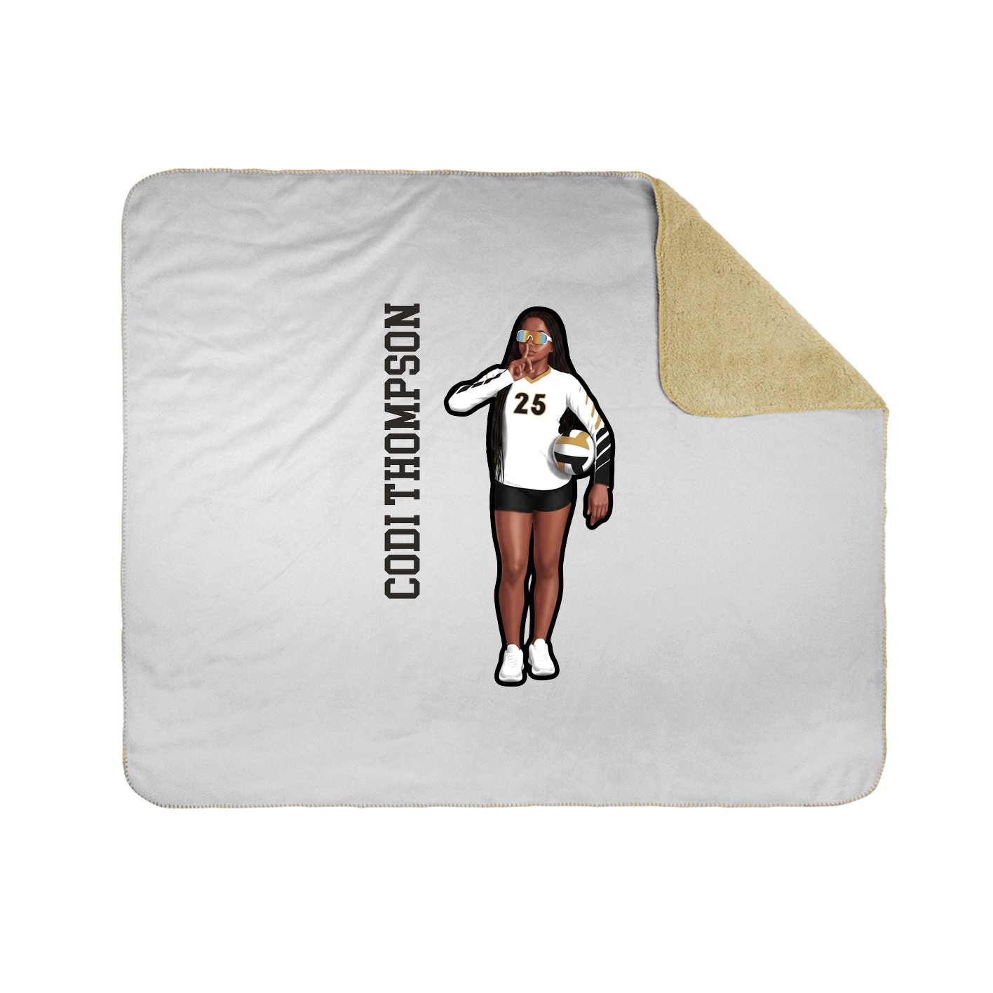 Throw Blanket — Name Vertical in White