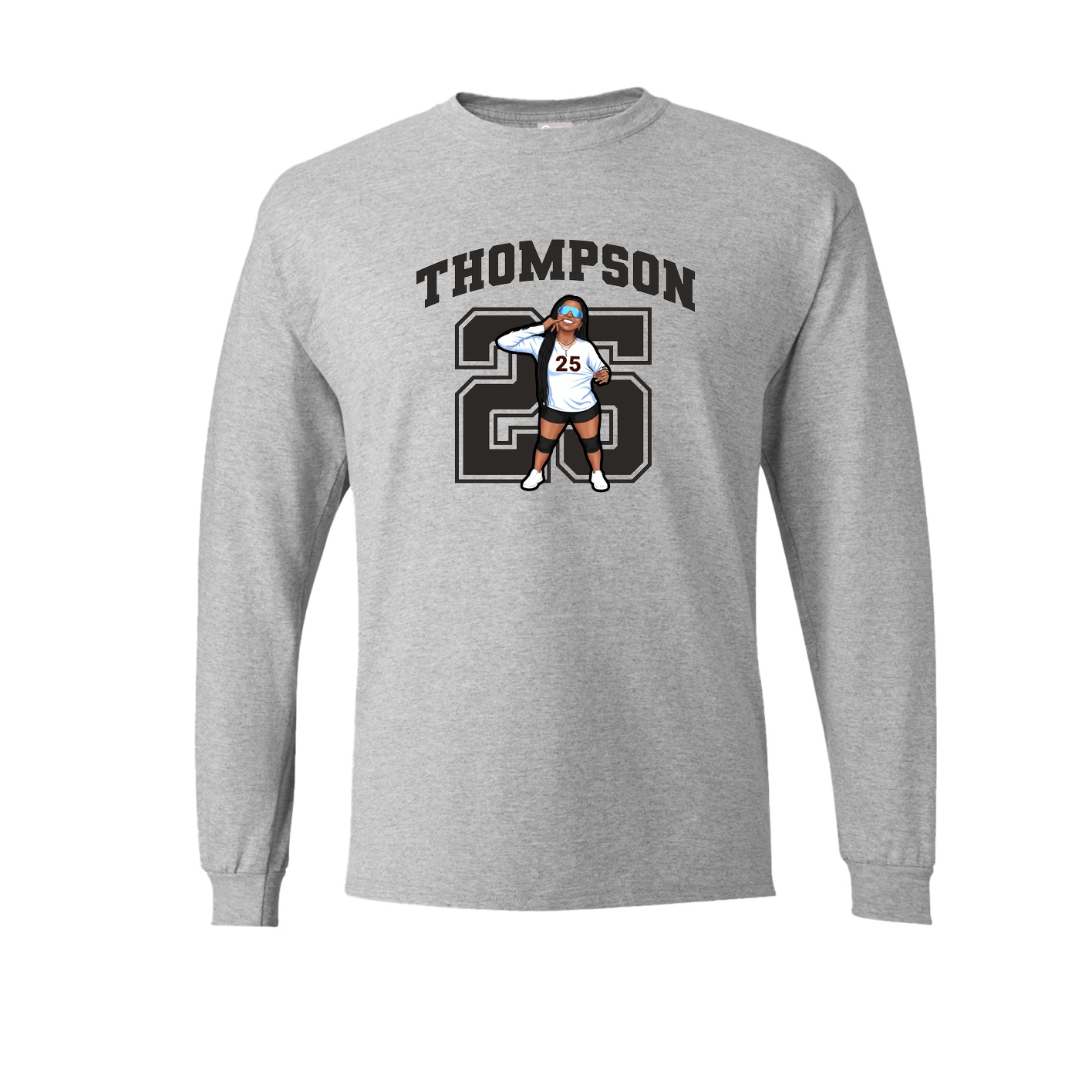 Long Sleeve Tee — Number in Grey