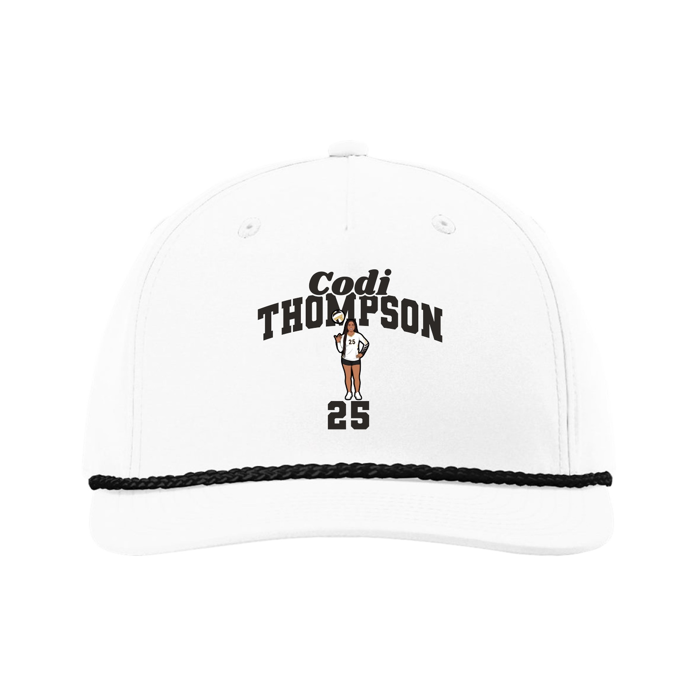 Five-Panel Classic Rope Cap — Signature Arch in White